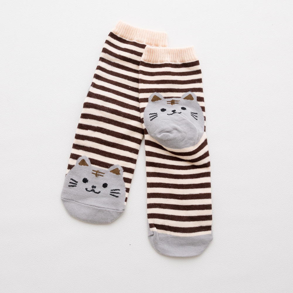 Autumn And Winter Of The Of Cotton In Tube Socks Cartoon Socks Female Kitten Heel Socks